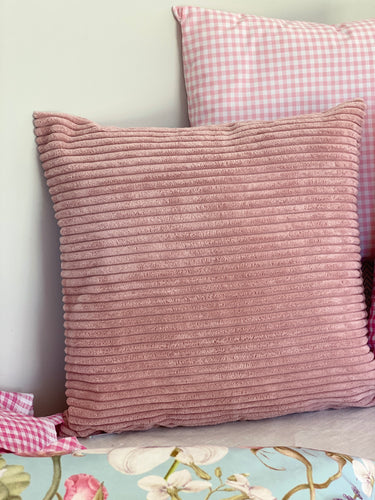 Blush Ribbed Velvet Cushion Cover