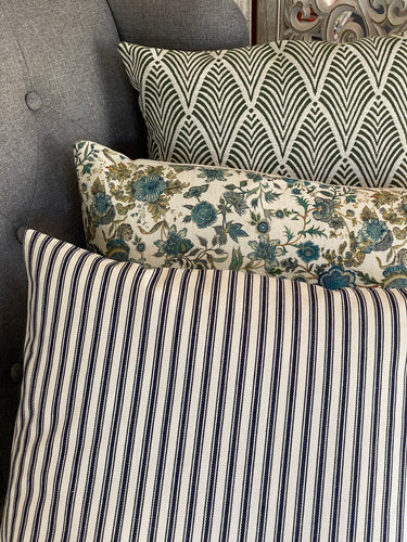 Navy Ticking Cushion Cover