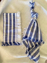 Blue stripe fringe Sold in pairs