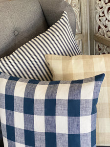 Navy Ticking Cushion Cover