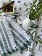 Green stripe fringe Sold in pairs