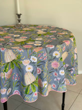 Smoky Blue & Pink Native Flora Round Tablecloth