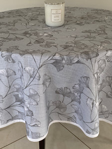 Gingko Silver Grey Round Tablecloth