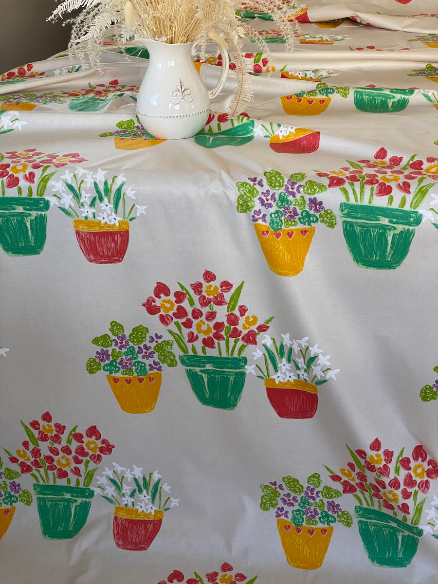 Pots of Spring Tablecloth – Corner of the Garden