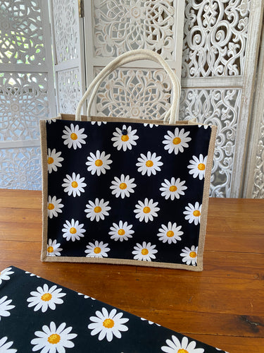 Daisy Black Shopping Tote