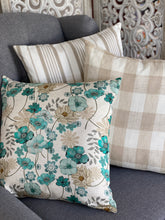 Green Linen Floral Cushion Cover