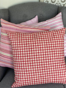 Red Linen Gingham Cushion Cover