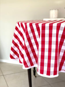 Gingham Red Round Tablecloth