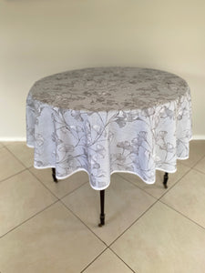 Gingko Silver Grey Round Tablecloth