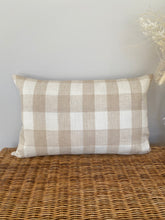 Neutral Check Linen Cushion Cover