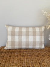 Neutral Check Linen Cushion Cover