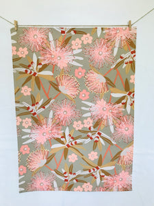 Eucalypt in Flower Taupe Tea Towel