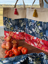 Flora Navy & Red Shopping Tote