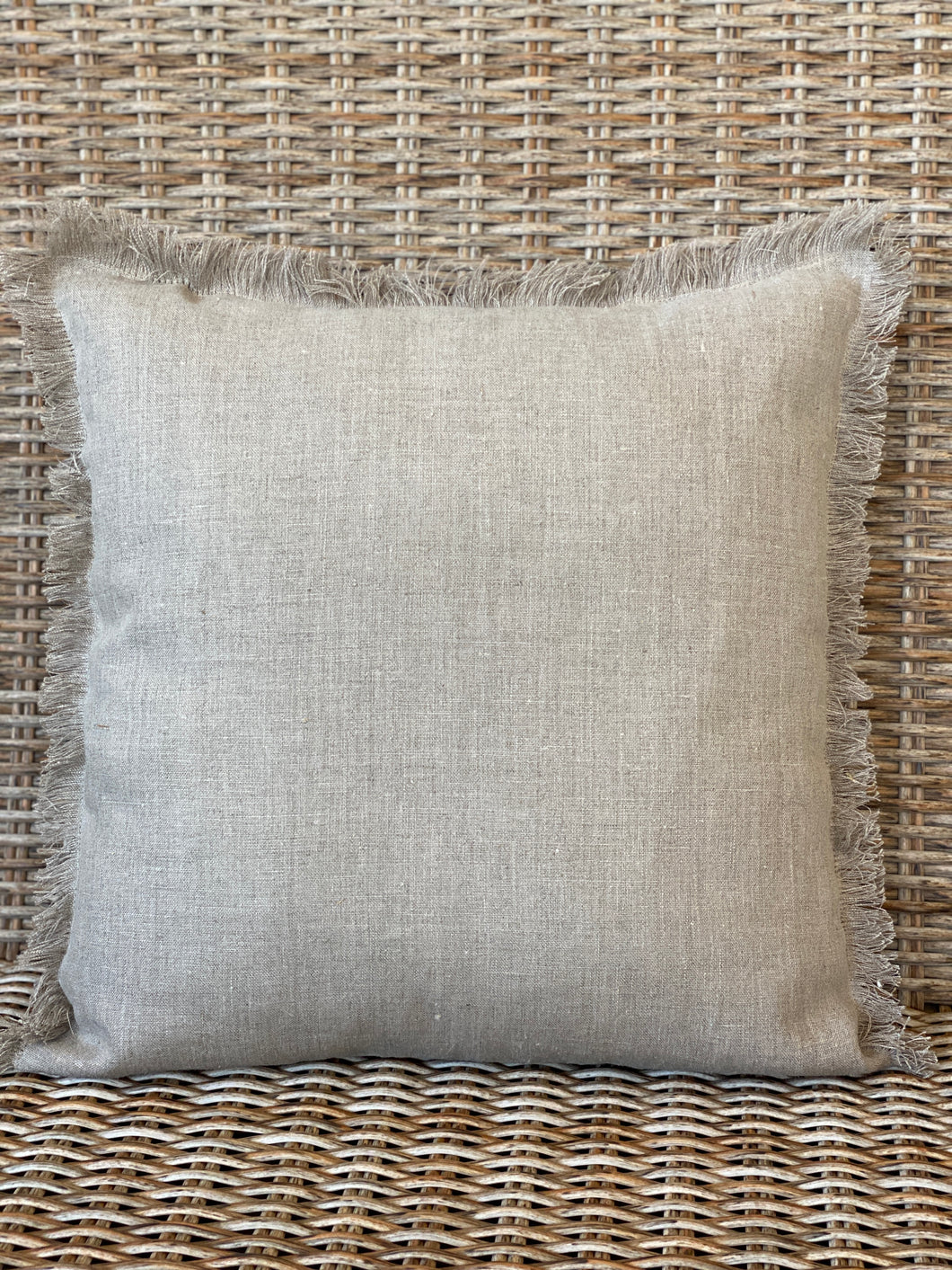 Fringed Pure Linen Twig Cushion Cover