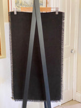 Linen Table Runner Fringed Black