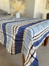 Blue Check Seersucker Tablecloth Square