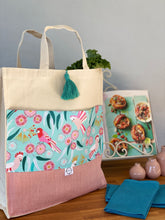 Feathered Fauna & Linen Shopping Tote