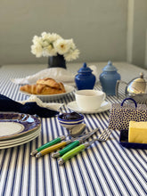Midnight Blue Ticking Tablecloth