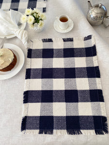 Navy Ink Fringed  Placemats (sold in pairs)