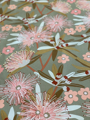 Flowering Eucalypt Taupe Tea Towel