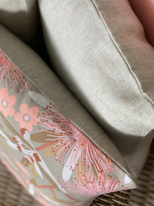 Flowering Eucalypt Taupe Cushion Cover