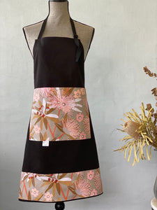Eucalypt in Flower Taupe on Black Apron