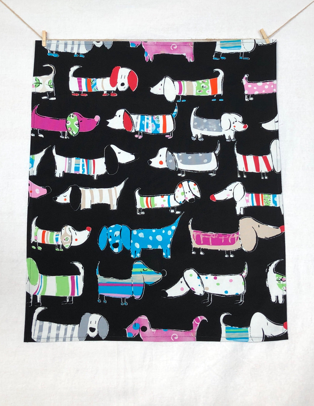 Tea Towel Dachshund Sausage Dog Black