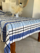 Blue Check Seersucker Tablecloth Square