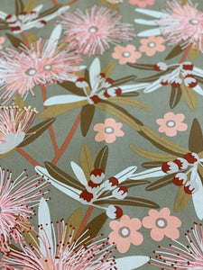 Flowering Eucalypt Taupe Tea Towel